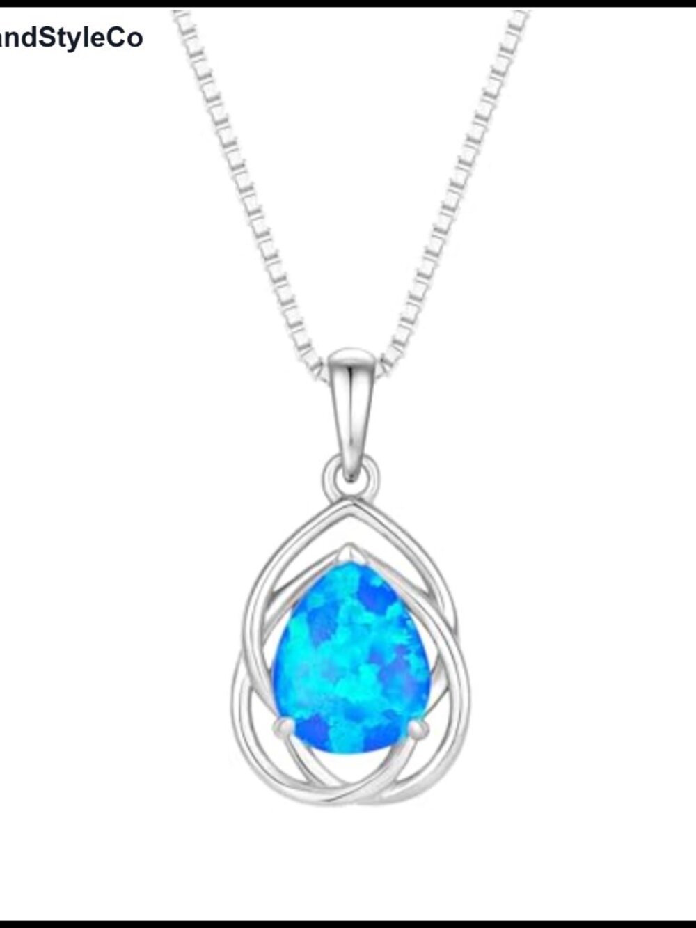 925 Sterling Silver Opal Pendant Necklace Teardrop Celtic Knot Gold Plated